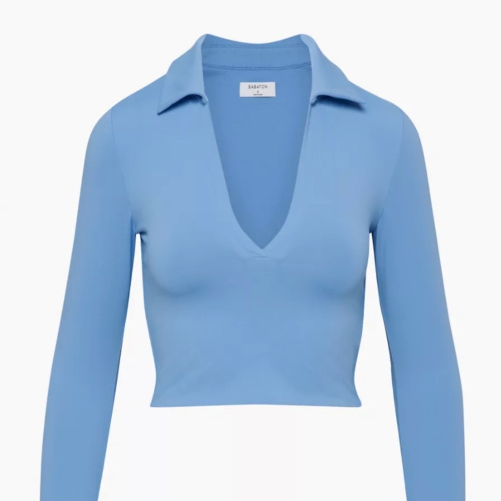 **SOLD** Blue collared cropped top